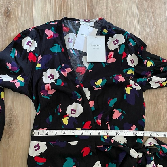 Seraphine Black Floral Maternity Midi Dress 4 - Picture 4 of 8